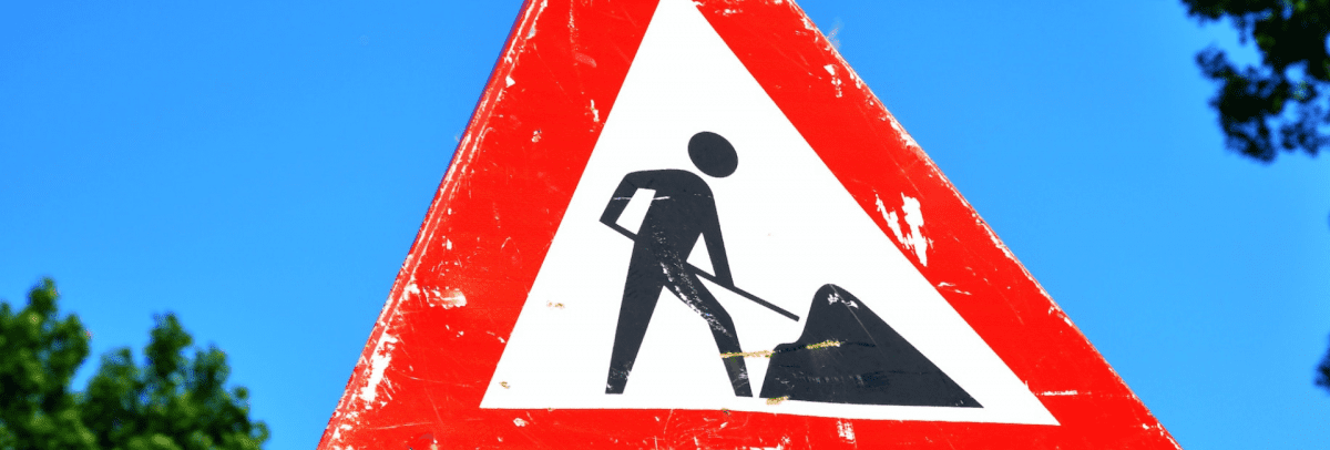 Sign of Roadworks at a Direct Bury site